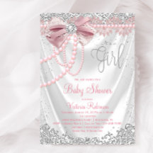 Elegant Blush Pink Diamond Pearl Girly Baby shower