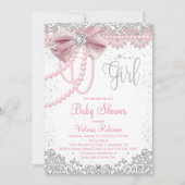 Elegant Blush Pink Diamond Pearl Girly Baby shower Kaart (Voorkant)