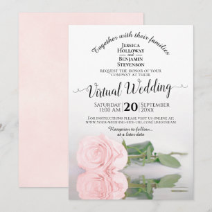 Elegant Blush Pink die het Roos virtuele bruiloft  Kaart