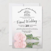Elegant Blush Pink die het Roos virtuele bruiloft  Kaart (Voorkant)