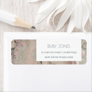 ELEGANT BLUSH PINK DUSKY ROOS GOLD AGATE ADDRESS ETIKET