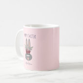 Elegant Blush Pink Easter Bunny, speciaal geperson Koffiemok (Voorkant links)