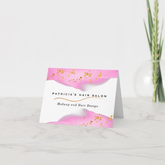 Elegant Blush Pink en Gold Glitter Bedankkaart (Voorkant)