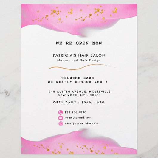 Elegant Blush Pink en Gold Glitter Flyer (Voorkant)