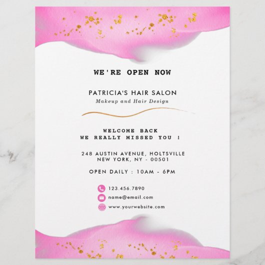 Elegant Blush Pink en Gold Glitter Flyer (Achterkant)