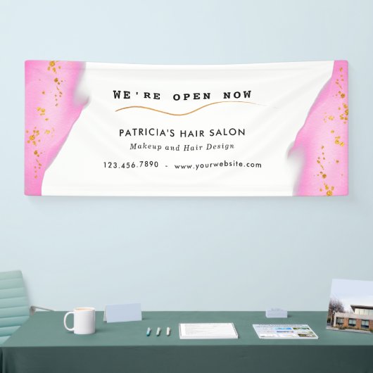 Elegant Blush Pink en Gold Glitter Spandoek (Beurs)