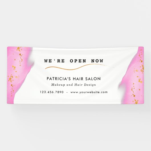 Elegant Blush Pink en Gold Glitter Spandoek (Horizontaal)