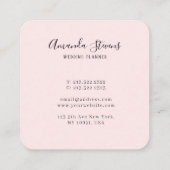 Elegant Blush Pink en Gold Leaves en Spatter Vierkante Visitekaartje (Achterkant)