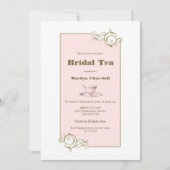 Elegant Blush Pink en Gold Simple Bridal Tea Kaart (Voorkant)