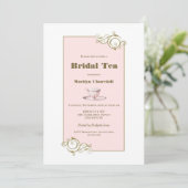 Elegant Blush Pink en Gold Simple Bridal Tea Kaart (Staand voorkant)