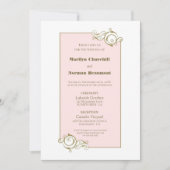 Elegant Blush Pink en Gold Simple Wedding Kaart (Voorkant)