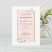 Elegant Blush Pink en Gold Simple Wedding Kaart (Staand voorkant)