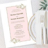 Elegant Blush Pink en Gold Simple Wedding Kaart
