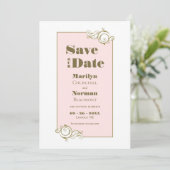Elegant Blush Pink en Gold Simple Wedding Save The Date (Staand voorkant)