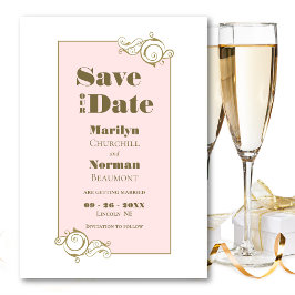 Elegant Blush Pink en Gold Simple Wedding Save The Date