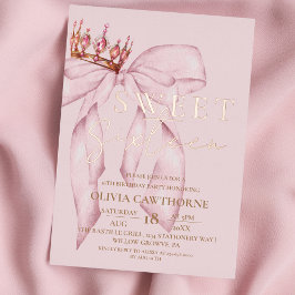 Elegant Blush Pink en Roos Gold Sweet 16 Folie Uitnodiging