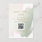 Elegant Blush Pink en Sage RSVP Online, QR-code Informatiekaartje (Voorkant)