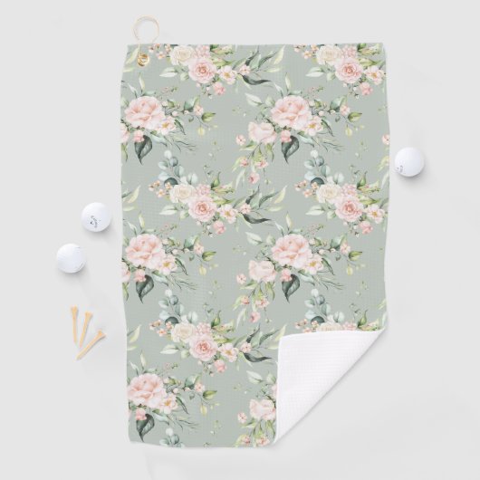 Elegant Blush Pink Eucalyptus Sage Golfhanddoek (Insitu)