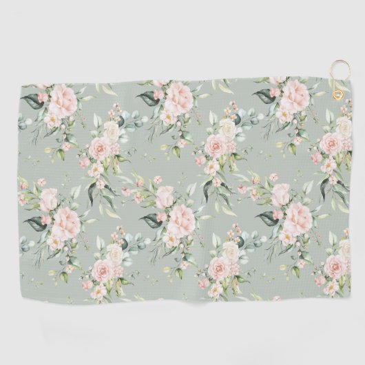 Elegant Blush Pink Eucalyptus Sage Golfhanddoek (Horizontaal)