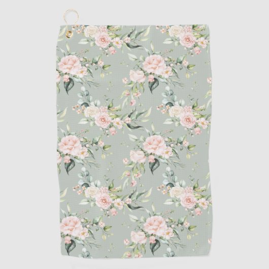 Elegant Blush Pink Eucalyptus Sage Golfhanddoek (Voorkant)