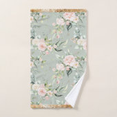 Elegant Blush Pink Eucalyptus Sage Green Gold Bad Handdoek (Handdoek)