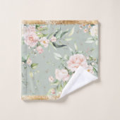 Elegant Blush Pink Eucalyptus Sage Green Gold Bad Handdoek (Wasdoekje)