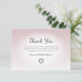 Elegant Blush Pink Feminine Simple Bat Mitzvah  Bedankkaart (Staand voorkant)