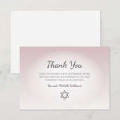 Elegant Blush Pink Feminine Simple Bat Mitzvah  Bedankkaart (Voorkant / Achterkant)