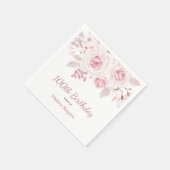 Elegant Blush Pink Floral 100e verjaardag Servet (Hoek)
