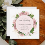 Elegant  Blush Pink Floral 18th Birthday Kaart<br><div class="desc">Elegant modern botanisch/tuinachtig blush roze waterverf  floral (roos) en geverfde groene bladeren op vierkant witte uitnodiging voor 18e verjaardag. Tekst,  lettertype,  tekengrootte en kleur zijn volledig aanpasbaar,  zodat deze kaart volledig aan uw behoeften kan worden aangepast.</div>