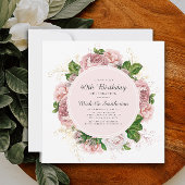 Elegant  Blush Pink Floral 40th Birthday Kaart