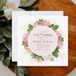 Elegant  Blush Pink Floral 50th Birthday Kaart<br><div class="desc">Elegant modern botanisch/tuinachtig blush roze waterverf  floral (roos) en geverfde groene bladeren op vierkant witte uitnodiging voor de 50e verjaardag. Tekst,  lettertype,  tekengrootte en kleur zijn volledig aanpasbaar,  zodat deze kaart volledig aan uw behoeften kan worden aangepast.</div>