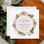 Elegant  Blush Pink Floral 60th Birthday Kaart<br><div class="desc">Elegant modern botanisch/tuinachtig blush roze waterverf  floral (roos) en geverfde groene bladeren op vierkant wit 60ste verjaardagsbericht. Tekst,  lettertype,  tekengrootte en kleur zijn volledig aanpasbaar,  zodat deze kaart volledig aan uw behoeften kan worden aangepast.</div>