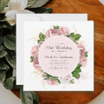 Elegant  Blush Pink Floral 70th Birthday Kaart<br><div class="desc">Elegant modern botanisch/tuinachtig blush roze waterverf  floral (roos) en geverfde groene bladeren op vierkant witte uitnodiging voor de 70e verjaardag. Tekst,  lettertype,  tekengrootte en kleur zijn volledig aanpasbaar,  zodat deze kaart volledig aan uw behoeften kan worden aangepast.</div>