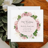 Elegant  Blush Pink Floral 70th Birthday Kaart