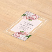Elegant  Blush Pink Floral 75th Birthday Acryl Uitnodigingen (Laagn)