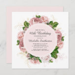 Elegant  Blush Pink Floral 90th Birthday Kaart<br><div class="desc">Elegant modern botanisch/tuinachtig blush roze waterverf  floral (roos) en geverfde groene bladeren op vierkant witte uitnodiging voor de 90e verjaardag. Tekst,  lettertype,  tekengrootte en kleur zijn volledig aanpasbaar,  zodat deze kaart volledig aan uw behoeften kan worden aangepast.</div>