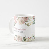 Elegant Blush Pink Floral - Aangepaste Bloemenmeis Koffiemok (Voorkant links)