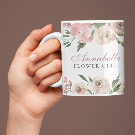 Elegant Blush Pink Floral - Aangepaste Bloemenmeis Koffiemok