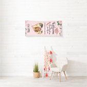 Elegant Blush Pink Floral Afstuderen Welkom Spandoek (Insitu)