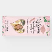 Elegant Blush Pink Floral Afstuderen Welkom Spandoek (Horizontaal)