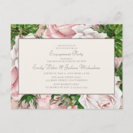 Elegant Blush Pink Floral and Cream Verloving Briefkaart