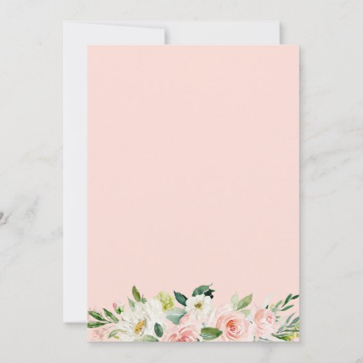 Elegant Blush Pink Floral Baptism & Christening Kaart (Achterkant)