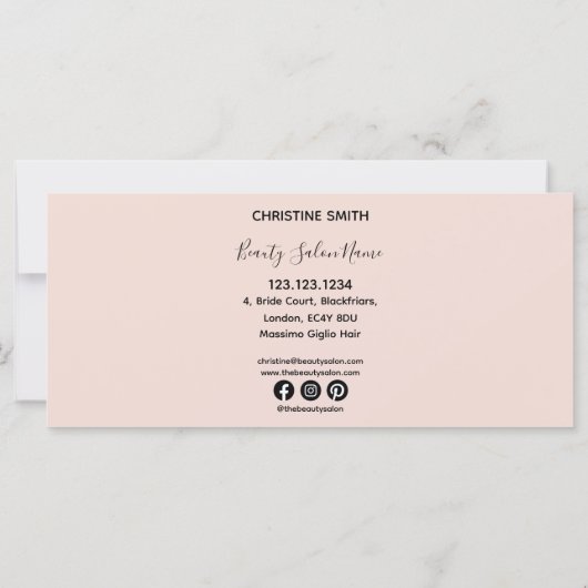 Elegant Blush Pink Floral Beauty Gift Certificate (Achterkant)