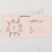 Elegant Blush Pink Floral Beauty Gift Certificate (Voorkant / Achterkant)