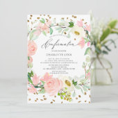 Elegant Blush Pink Floral Bevestiging Kaart (Staand voorkant)