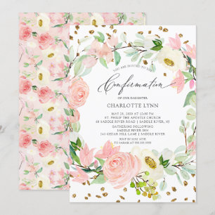 Elegant Blush Pink Floral Bevestiging Kaart