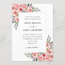 Elegant Blush Pink Floral Bloom Waterverf Weddensc