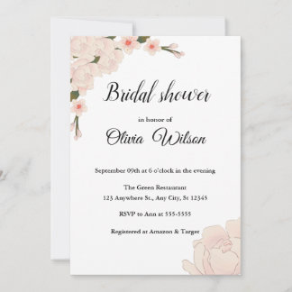 Elegant Blush Pink Floral Blossom Vrijgezellenfees Kaart