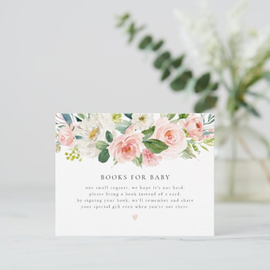 Elegant Blush Pink Floral Boeken voor Baby Kaart (Staand voorkant)